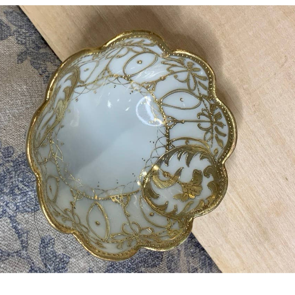 Antique IECO IE&C Japan Hand Painted Nippon Porcelain Gold Art Nouveau Dish Bowl